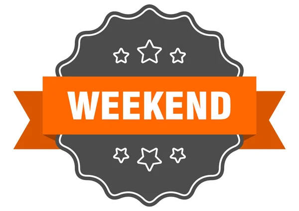 Weekend geïsoleerde afdichting. weekend oranje label. Weekend — Stockvector