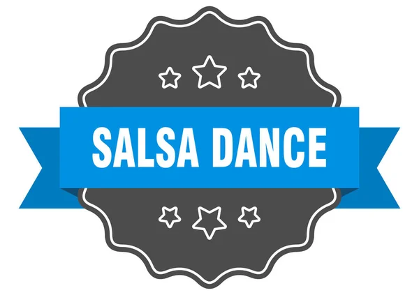 Salsa tari label biru. Tarian salsa segel terisolasi. tari salsa - Stok Vektor