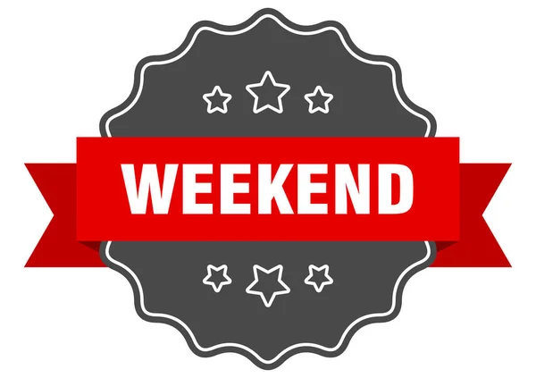 Weekend rood label. weekend geïsoleerde afdichting. Weekend — Stockvector