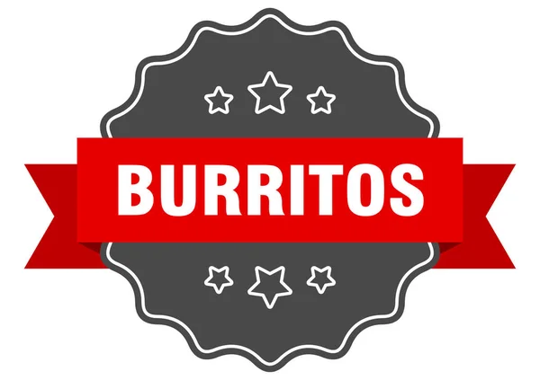 Burritos etichetta rossa. guarnizione isolata burritos. burritos — Vettoriale Stock