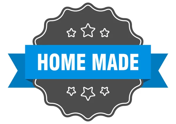 Etiqueta azul hecha en casa. hecho en casa sello aislado. hecho en casa — Archivo Imágenes Vectoriales