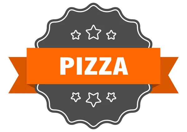 Pizza geïsoleerd zegel. Pizza oranje label. Pizza — Stockvector