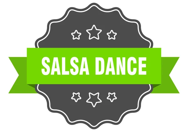 Танец сальсы изолированный тюлень. сальса танец зеленый ярлык. сальса — стоковый вектор