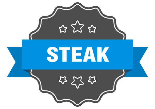 Steak blauw label. Steak geïsoleerd zegel. Steak — Stockvector