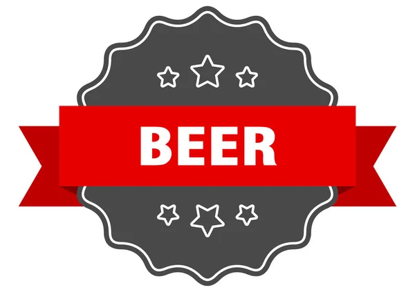 Etiqueta vermelha de cerveja. selo isolado de cerveja. cerveja — Vetor de Stock