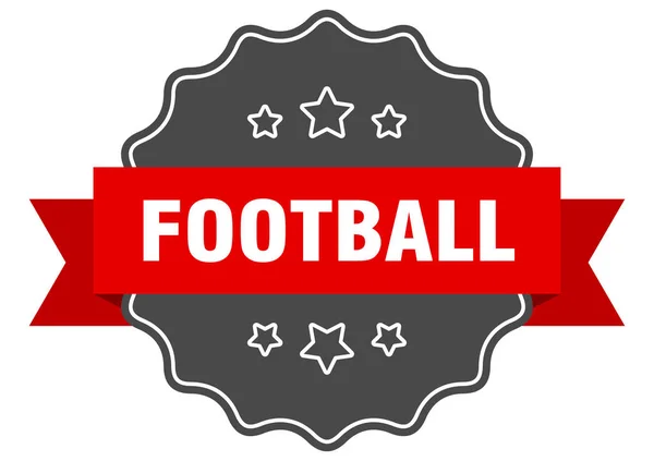 Czerwona etykieta piłki nożnej. na pojedyncze uszczelnienie piłki nożnej. Piłki nożnej — Wektor stockowy