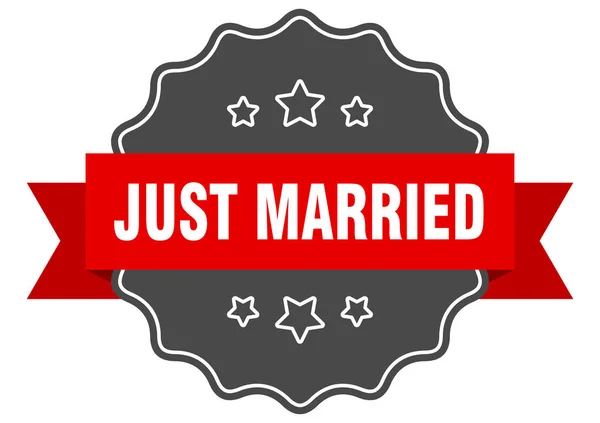Just married red label. just married isolated seal. just married — Stock Vector