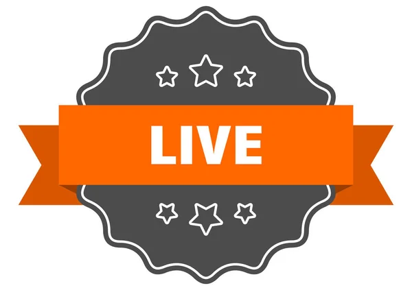 Live isolated seal. live orange label. live — Stock Vector