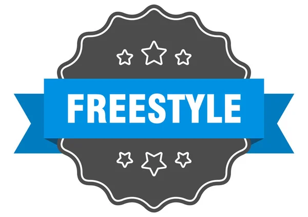 Freestyle blauw label. Freestyle geïsoleerde afdichting. Vrije stijl — Stockvector