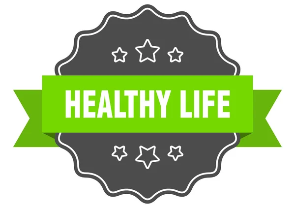 健康な生活孤立したシール。健康的な生活緑のラベル。健康的な生活 — ストックベクタ
