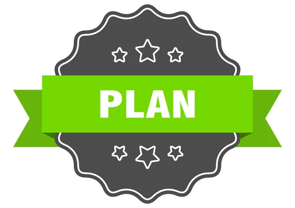 Plan geïsoleerde afdichting. plan groen label. Plan — Stockvector