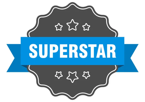 Superstar blue label. superstar isolated seal. superstar — Stock Vector