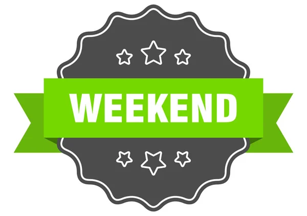 Weekend geïsoleerde zeehond. Groene weekendlabel. weekend — Stockvector