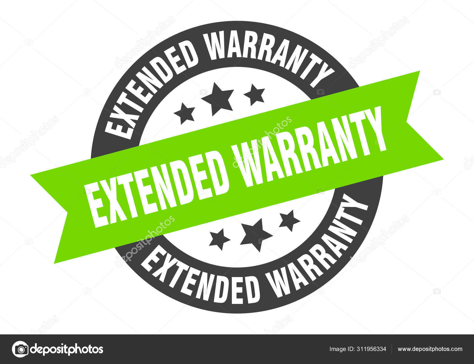 Extended warranty sign. extended warranty blackgreen round ribbon