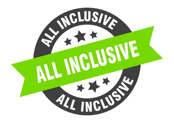 All inclusive sign. all inclusive black-green round ribbon sticker — Stock Vector