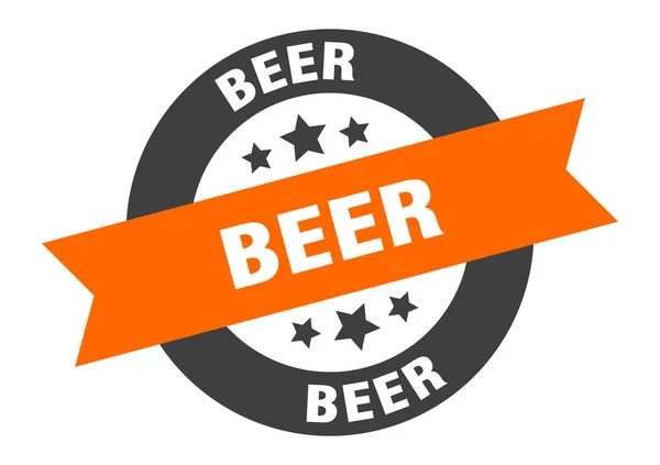 Enseigne de bière. autocollant ruban rond orange-noir bière — Image vectorielle