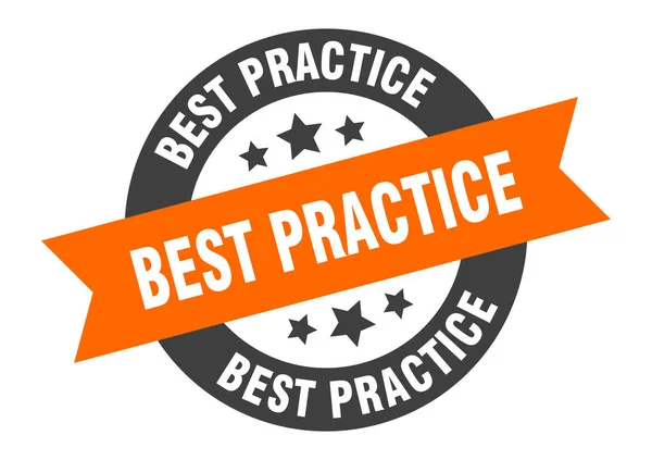 Best practice sign. best practice orange-black round ribbon sticker — Stock Vector