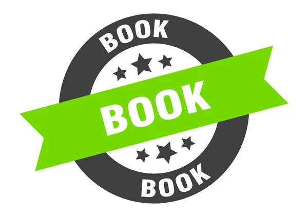 Sinal do livro. livro fita redonda preto-verde adesivo — Vetor de Stock