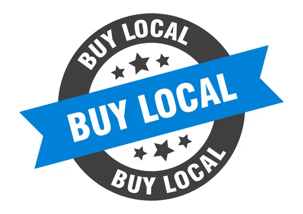 Comprare cartello locale. acquistare locale blu-nero adesivo nastro rotondo — Vettoriale Stock