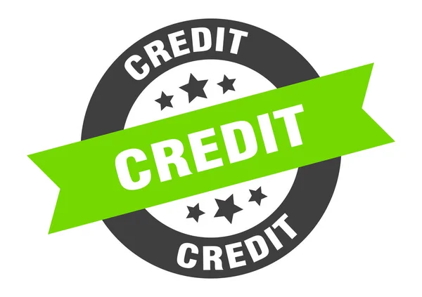 Señal de crédito. crédito etiqueta engomada cinta redonda negro-verde — Vector de stock