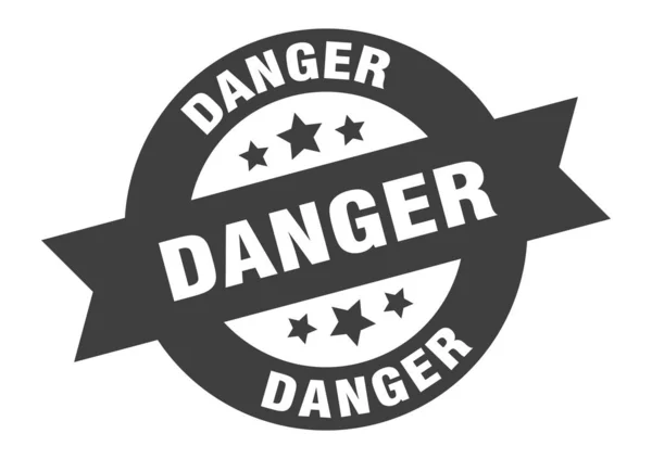 Gevarenbord. gevaar zwart rond lint sticker — Stockvector