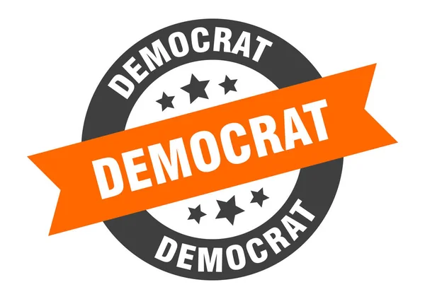 Demokratická značka. demokratická oranžovo-černá kulatá stuha samolepka — Stockový vektor