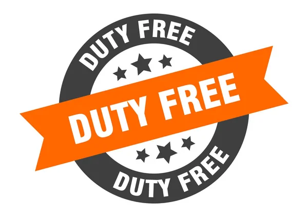 Duty free sign. duty free orange-black round ribbon sticker — Stock Vector