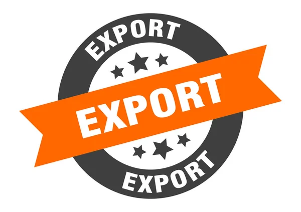 Signo de exportación. etiqueta engomada de la cinta redonda naranja-negro de exportación — Vector de stock