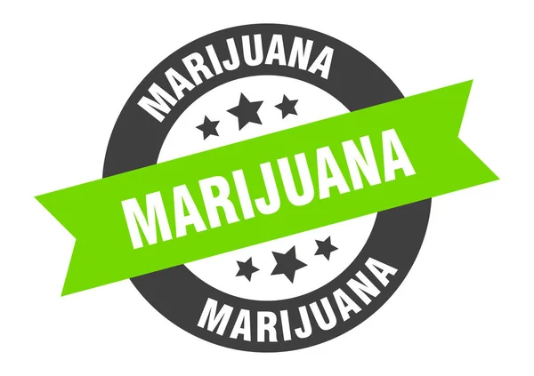 Signe de marijuana. autocollant ruban rond noir-vert marijuana — Image vectorielle