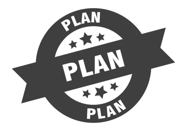Señal del plan. plan negro cinta redonda pegatina — Vector de stock
