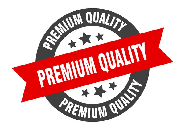 Segno di qualità premium. adesivo nastro rotondo di qualità premium nero-rosso — Vettoriale Stock