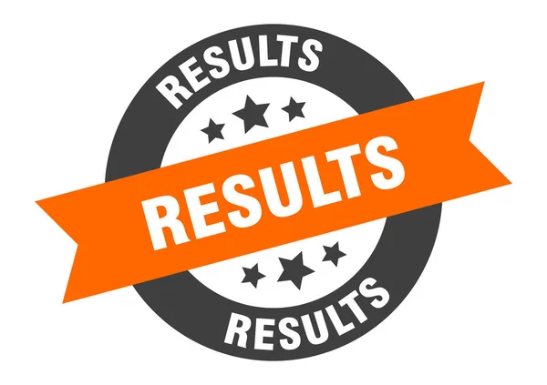 Resultaten tekenen. resultaat oranje-zwart rond lint sticker — Stockvector