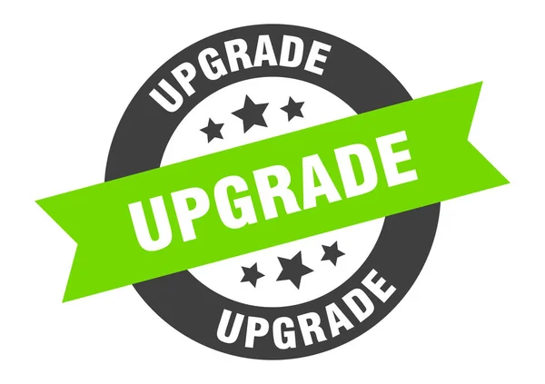 Upgrade sign. upgrade black-green round ribbon sticker — Stock Vector