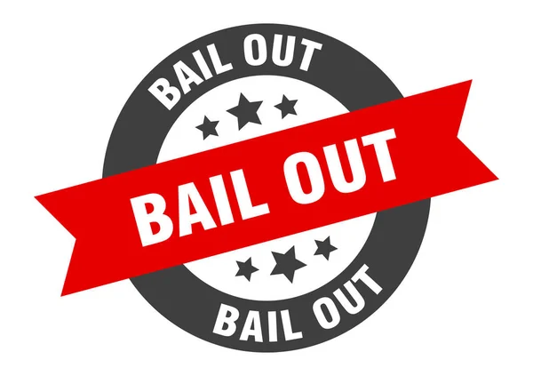 Bail out sign. bail out black-red round ribbon sticker — Stock Vector