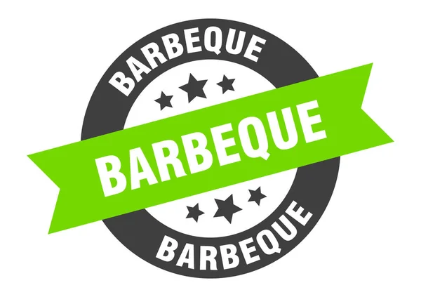 Signe du barbecue. autocollant ruban rond noir-vert barbecue — Image vectorielle