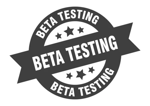 Beta testbord. beta testen zwarte ronde lint sticker — Stockvector