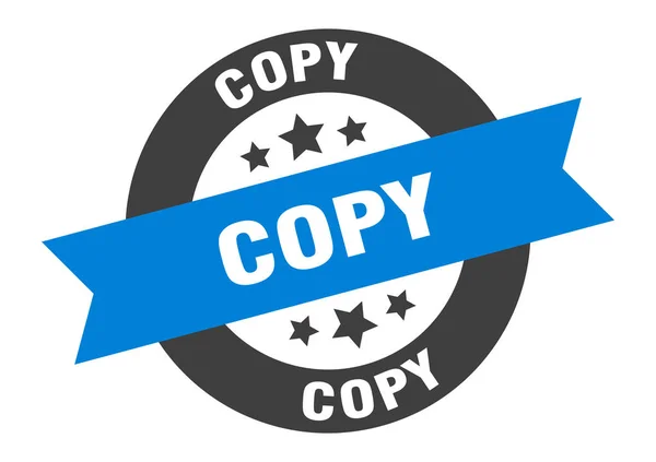 Copy sign. copy blue-black round ribbon sticker — Stock Vector