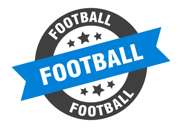 Voetbalbord. voetbal blauw-zwart rond lint sticker — Stockvector