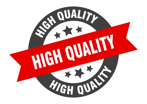 Signo de alta calidad. etiqueta engomada de cinta redonda negro-rojo de alta calidad — Archivo Imágenes Vectoriales