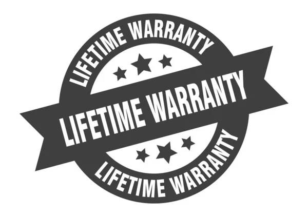 Lifetime warranty sign. lifetime warranty black round ribbon sticker — Stock Vector