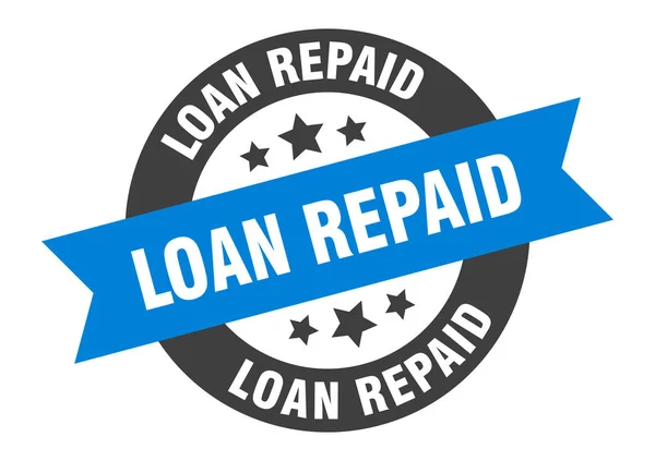 Loan repaid sign. loan repaid blue-black round ribbon sticker — Stock Vector
