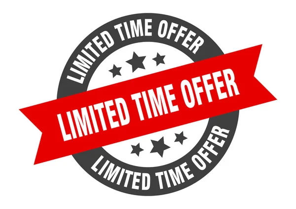 Sinal de oferta de tempo limitado. tempo limitado oferta preto-vermelho rodada fita adesivo — Vetor de Stock