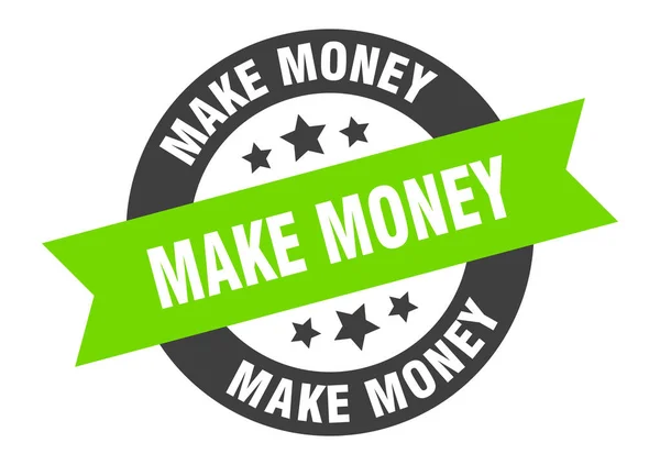 Hacer señal de dinero. ganar dinero negro-verde cinta redonda pegatina — Archivo Imágenes Vectoriales