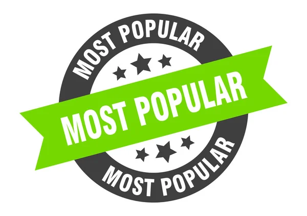 Signo más popular. pegatina de cinta redonda negro-verde más popular — Archivo Imágenes Vectoriales