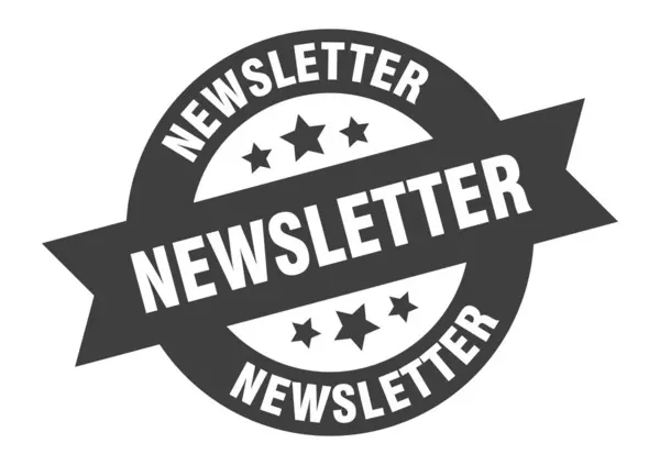 Segno della newsletter. adesivo nastro rotondo nero newsletter — Vettoriale Stock