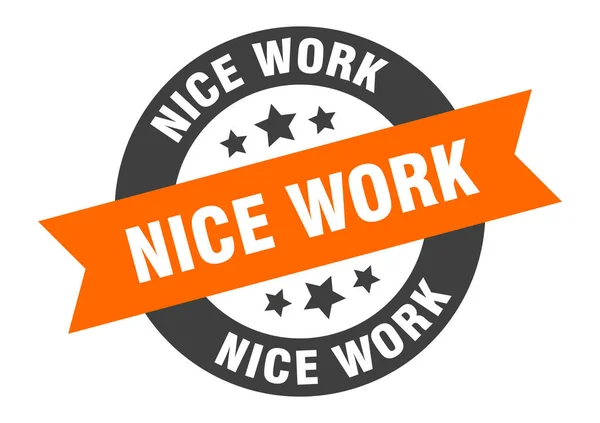 Bel segno di lavoro. bel lavoro arancione-nero adesivo nastro rotondo — Vettoriale Stock