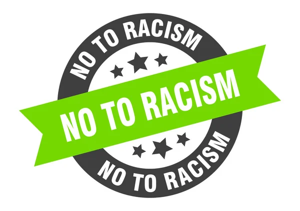 No to racism sign. no to racism black-green round ribbon sticker — Stock Vector