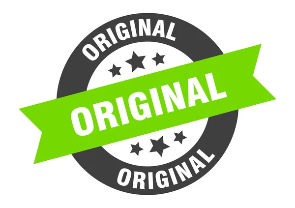 Originalzeichen. original schwarz-grüner Aufkleber mit rundem Band — Stockvektor