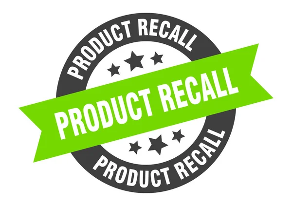 Señal de retiro del producto. etiqueta engomada cinta redonda negro-verde del retiro del producto — Vector de stock