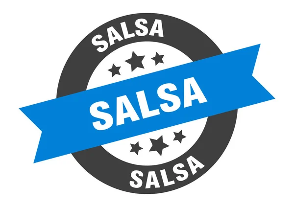 Salsa-Zeichen. salsa blau-schwarze runde Bandaufkleber — Stockvektor